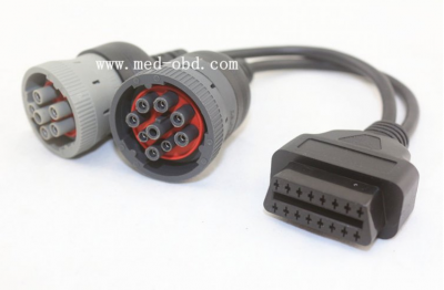 OBD2 Interface Truck Y Cable OBD2 16pin female to J1708 6pin and J1939 9pin