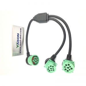Green J1939 Y cable 1 female to 2 male Splitter Y cable Type 2