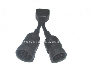 Truck Y Cable OBD2 16pin Female to J1708 6pin/ J1939 9pin J1962F to J1708/J1939 Y cable